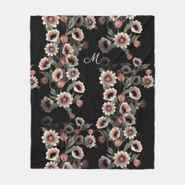 バロックインスパイアボタニカルソフトピンクスとグリーン フリースブランケット
