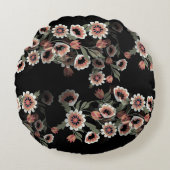 バロックインスパイアボタニカルソフトピンクスとグリーン ラウンドクッション (正面)