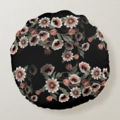 バロックインスパイアボタニカルソフトピンクスとグリーン ラウンドクッション (裏面)