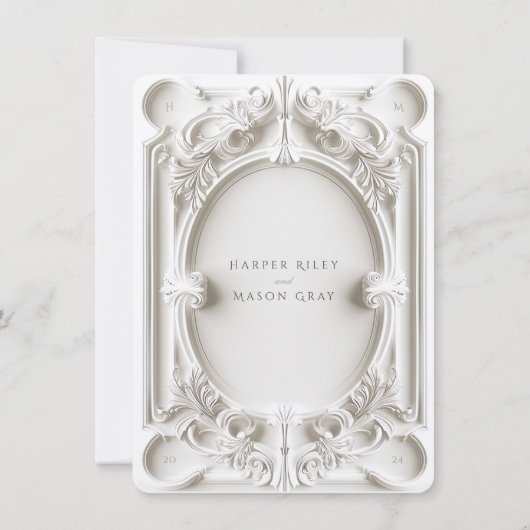 バロックエレガンスウェディングRSVPカード 招待状 (裏面)