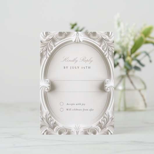 バロックエレガンスウェディングRSVPカード 招待状 (スタンド正面)