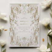 バロックエレガンス結婚ズフレーム招待状 箔招待状