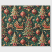 バロックエレガントクリスマスラッピング紙 ラッピングペーパー (フラット)