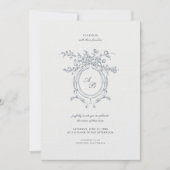 バロックエレガントクレストオーナメントミニマル結婚リスト 招待状 (正面)