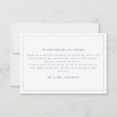 バロックエレガントクレストモノグラムブルー結婚ズ サンキューカード (裏面)