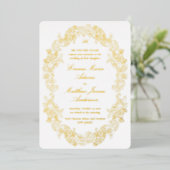 バロックエレガントクレストモノグラムホワイトバック結婚ズ 箔招待状 (立ち正面)