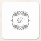 バロックエレガントフレームとモノグラムイニシャル スクエアペーパーコースター (正面)