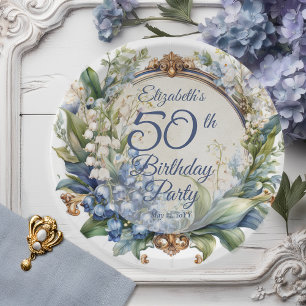 バロックエレガントフローラフレーム50th誕生日パーティー ペーパープレート