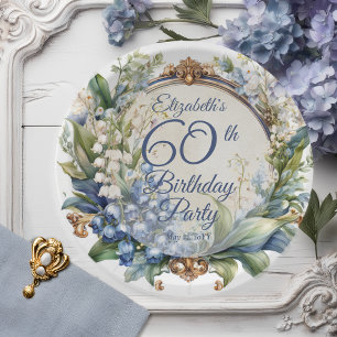 バロックエレガントフローラフレーム60th誕生日パーティー ペーパープレート