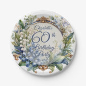 バロックエレガントフローラフレーム60th誕生日パーティー ペーパープレート (正面)