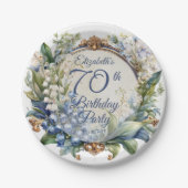 バロックエレガントフローラフレーム70th誕生日パーティー ペーパープレート (正面)