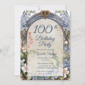 バロックエレガントフローラ3月100日バースデーパーティー 招待状 (正面)
