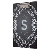 バロックエレガントラグジュアリーシックブラック&シルバー縁ど クリップボード (左)