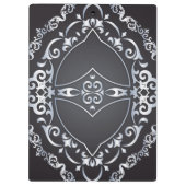 バロックエレガントラグジュアリーシックブラック&シルバー縁ど クリップボード (裏面)