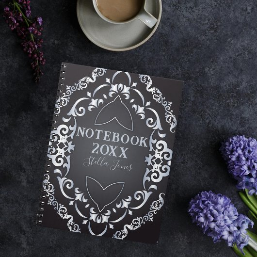 バロックエレガントラグジュアリーシック黒銀の年 ノートブック