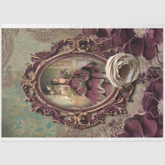 バロックエレガントレディーブーファントドレスポートレートアート 薄葉紙 (正面)