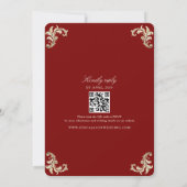 バロックエレガント金ゴールドとブルゴーニュ結婚ーズ 招待状 (裏面)