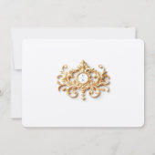 バロックエレガント金ゴールド付きダスティブルーRSVPカード 招待状 (裏面)