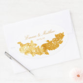 バロックオーナメント結婚ゴールデンのロゴ 楕円形シール (封筒)