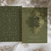 バロックオーナメント結婚金ゴールド 箔招待状