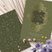 バロックオーナメント結婚金ゴールド 箔招待状