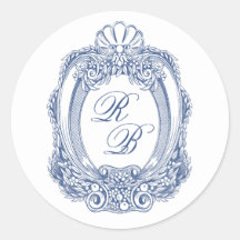 バロッククレストフランスのブルーイニシャルアンティーク結婚ズ