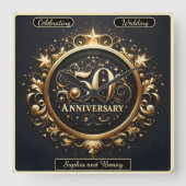 バロックゴールド：50周年記念デザイン スクエア壁時計 (正面)