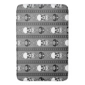 バロックスカルストライプパターングレー バスマット (正面縦)