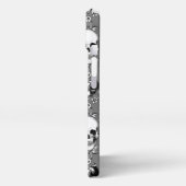 バロックスカルストライプパターングレー iPhoneケース (左側面)