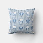 バロックスカルストライプパターンブルー クッション (裏面)