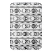 バロックスカルストライプパターンホワイト バスマット (正面縦)