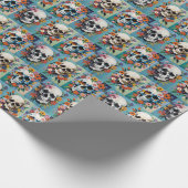 バロックスタイルスカルとバラ ラッピングペーパー (角)