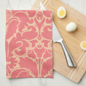 バロックスタイルダマスク背景 キッチンタオル (四つ折り)