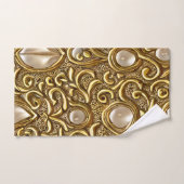 バロックスタイルバニッシュ金ゴールドフローラルパターン バスタオルセット (ハンドタオル)