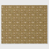 バロックスタイルバニッシュ金ゴールドフローラルパターン ラッピングペーパー (フラット)