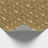 バロックスタイルバニッシュ金ゴールドフローラルパターン ラッピングペーパー (角)