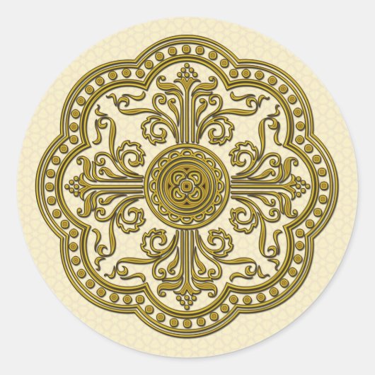 バロックスタイルメダリオンインアンティーク金ゴールド ラウンドシール (正面)