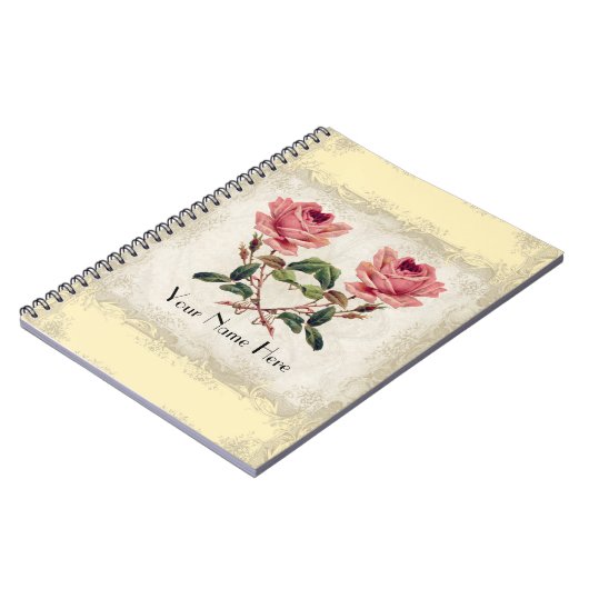 バロックスタイルヴィンテージバライエローンクリームレース ノートブック (左側)