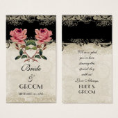 バロックスタイルヴィンテージバラブラックお気に入りギフトラベル (正面&裏面)