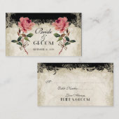 バロックスタイルヴィンテージバラブラックテーブル番号カード プレイスカード (正面/裏面)