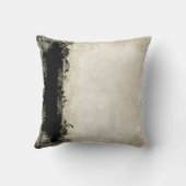 バロックスタイルヴィンテージバラブラックnクリームレース クッション (裏面)