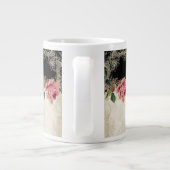 バロックスタイルヴィンテージバラブラックnクリームレース ジャンボコーヒーマグカップ (裏面)