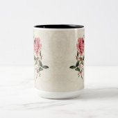 バロックスタイルヴィンテージバラブラックnクリームレース ツートーンマグカップ (中央)