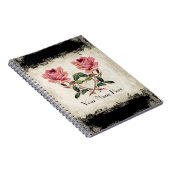 バロックスタイルヴィンテージバラブラックnクリームレース ノートブック (右側)