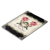 バロックスタイルヴィンテージバラブラックnクリームレース ノートブック (左側)