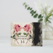 バロックスタイルヴィンテージバラブラックnクリームレース ポストカード (スタンド正面)