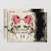 バロックスタイルヴィンテージバラブラックnクリームレース ポストカード (正面/裏面)