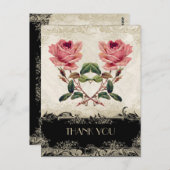 バロックスタイルヴィンテージバラブラックnクリームレース ポストカード (正面/裏面)