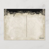 バロックスタイルヴィンテージバラブラックnクリームレース ポストカード (裏面)