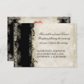バロックスタイルヴィンテージバラブラックnクリームレース 招待状 (正面/裏面)